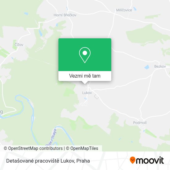 Detašované pracoviště Lukov mapa