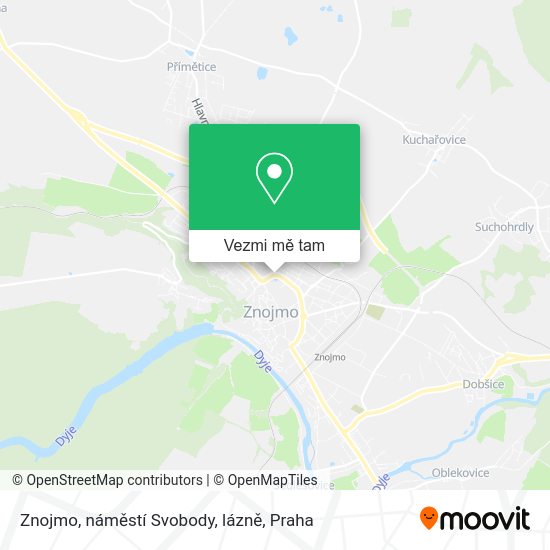 Znojmo, náměstí Svobody, lázně mapa