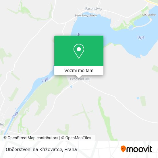 Občerstvení na Křižovatce mapa