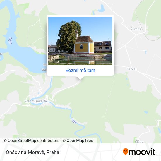 Onšov na Moravě mapa