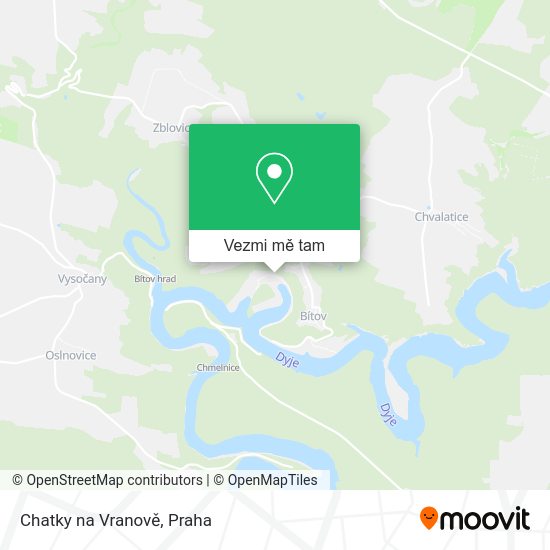 Chatky na Vranově mapa