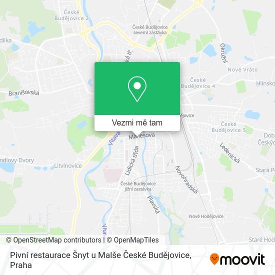 Pivní restaurace Šnyt u Malše České Budějovice mapa