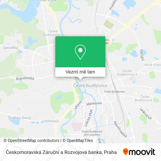 Českomoravská Záruční a Rozvojová banka mapa