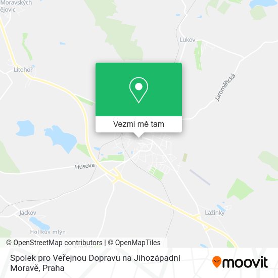 Spolek pro Veřejnou Dopravu na Jihozápadní Moravě mapa