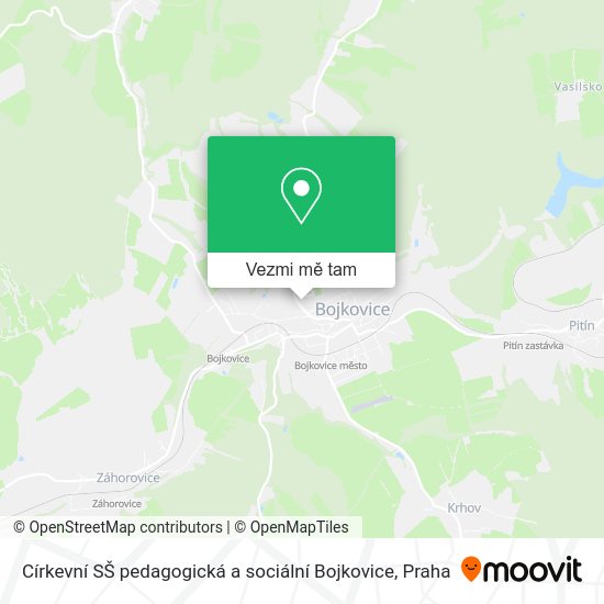 Církevní SŠ pedagogická a sociální Bojkovice mapa