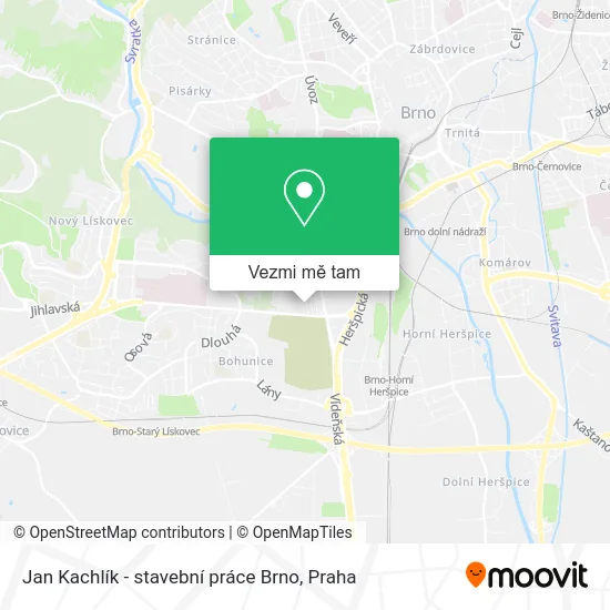 Jan Kachlík - stavební práce Brno mapa