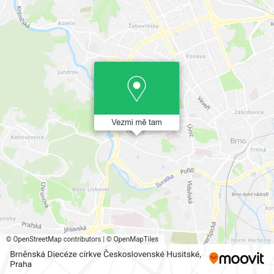 Brněnská Diecéze církve Československé Husitské mapa