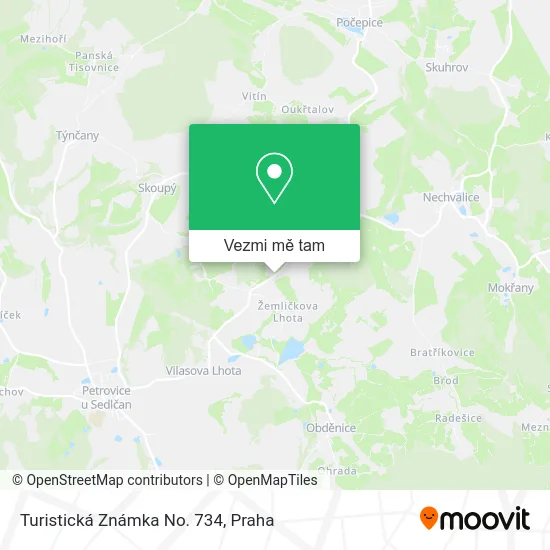 Turistická Známka No. 734 mapa
