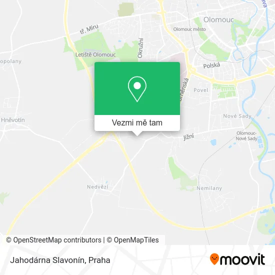 Jahodárna Slavonín mapa