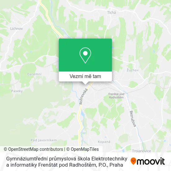 Gymnáziumtřední průmyslová škola Elektrotechniky a informatiky Frenštát pod Radhoštěm, P.O. mapa