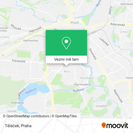 Těláček mapa