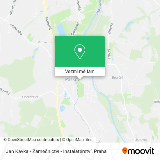 Jan Kavka - Zámečnictví - Instalatérství mapa