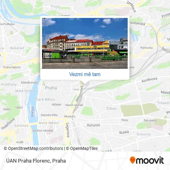 ÚAN Praha Florenc mapa