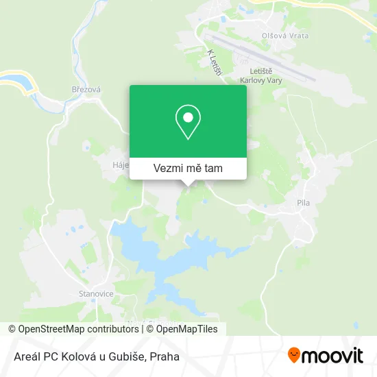 Areál PC Kolová u Gubiše mapa