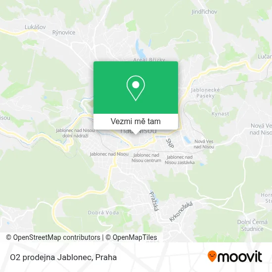 O2 prodejna Jablonec mapa