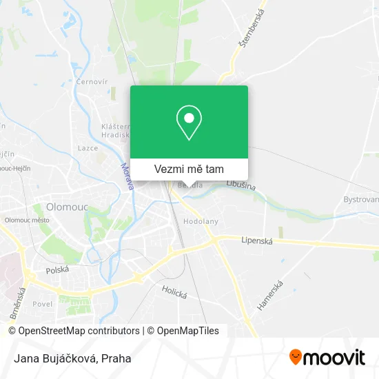 Jana Bujáčková mapa