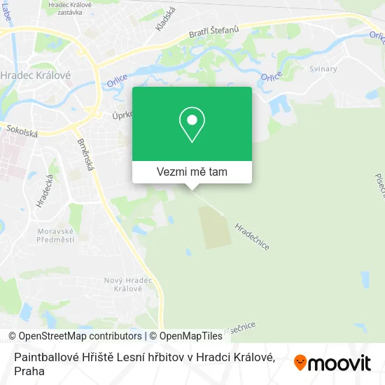 Paintballové Hřiště Lesní hřbitov v Hradci Králové mapa