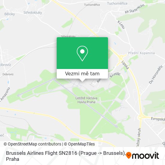 Brussels Airlines Flight SN2816 (Prague -> Brussels) mapa