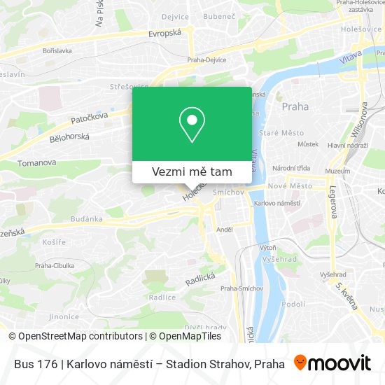 Bus 176 | Karlovo náměstí – Stadion Strahov mapa
