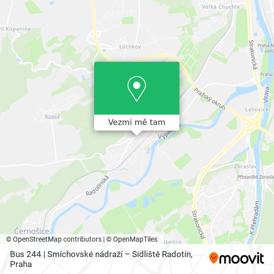 Bus 244 | Smíchovské nádraží – Sídliště Radotín mapa