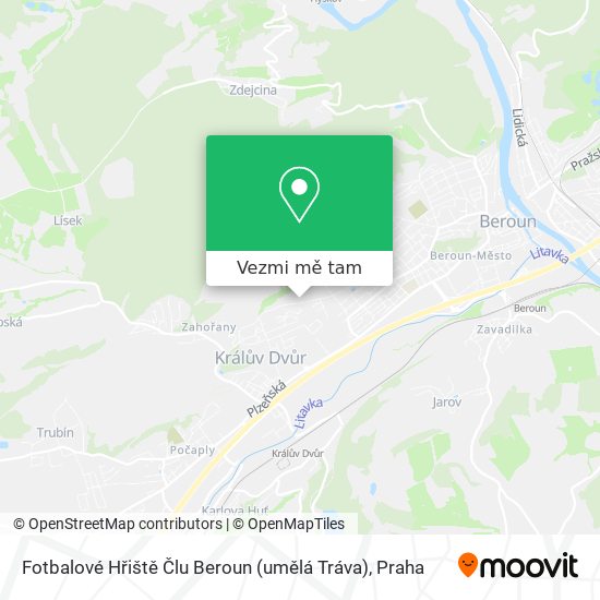 Fotbalové Hřiště Člu Beroun (umělá Tráva) mapa