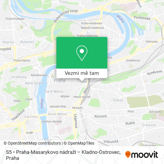 S5 • Praha-Masarykovo nádraží – Kladno-Ostrovec mapa