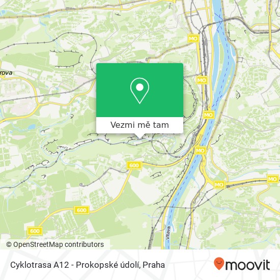 Cyklotrasa A12 - Prokopské údolí mapa