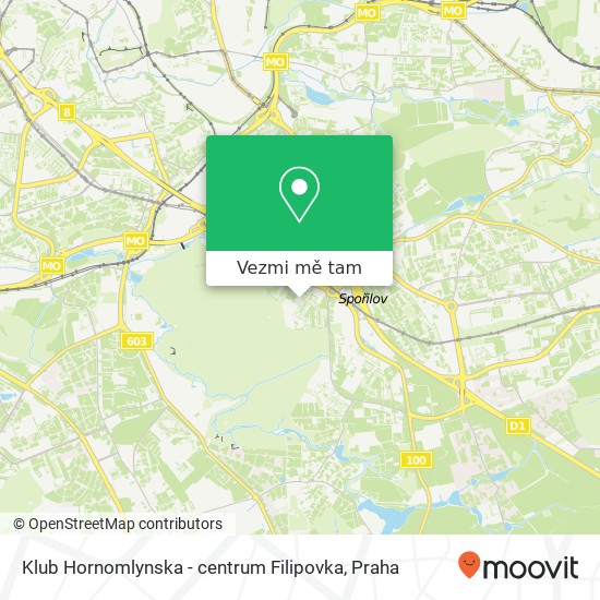 Klub Hornomlynska - centrum Filipovka mapa