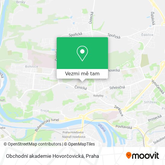 Obchodní akademie Hovorčovická mapa