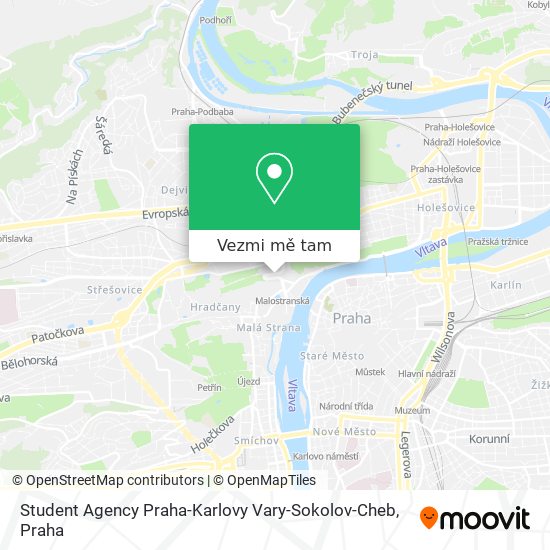 Student Agency Praha-Karlovy Vary-Sokolov-Cheb mapa