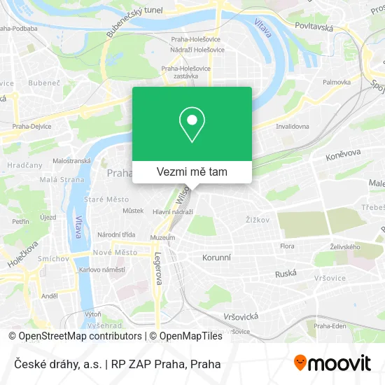 České dráhy, a.s. | RP ZAP Praha mapa