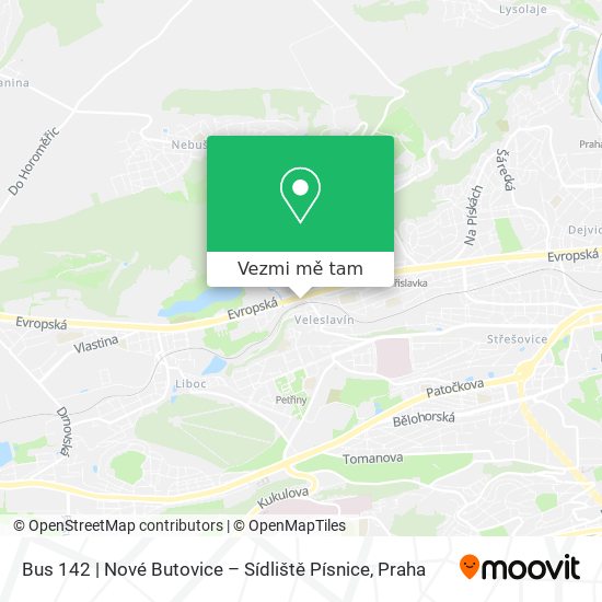 Bus 142 | Nové Butovice – Sídliště Písnice mapa