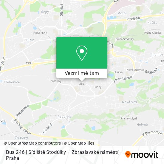 Bus 246 | Sídliště Stodůlky – Zbraslavské náměstí mapa