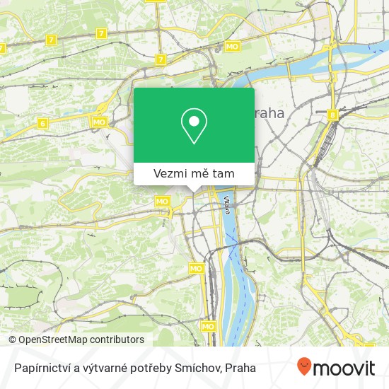 Papírnictví a výtvarné potřeby Smíchov mapa