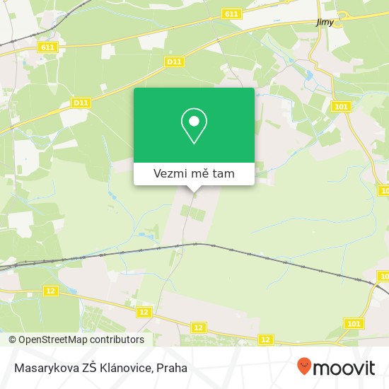 Masarykova ZŠ Klánovice mapa