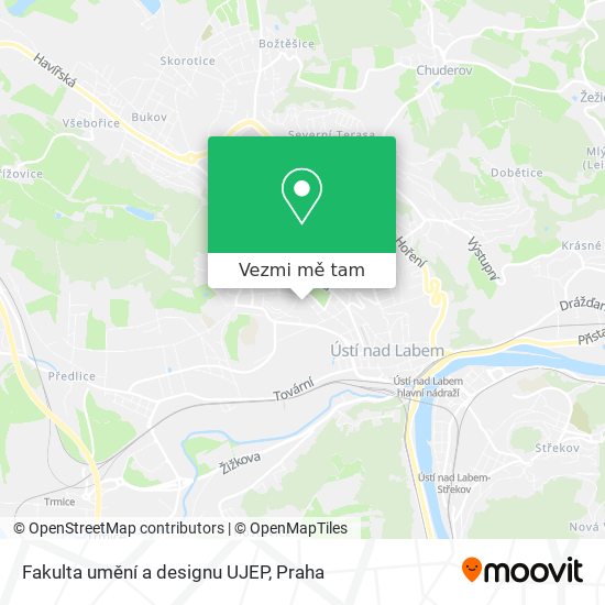 Fakulta umění a designu UJEP mapa