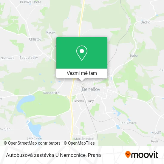 Autobusová zastávka U Nemocnice mapa