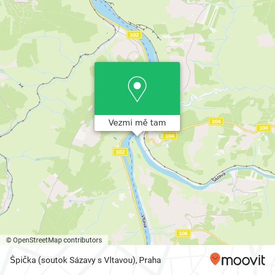 Špička (soutok Sázavy s Vltavou) mapa