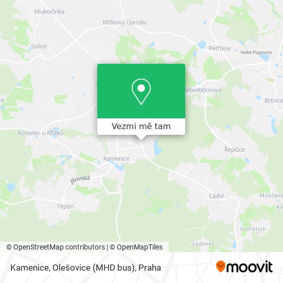 Kamenice, Olešovice (MHD bus) mapa