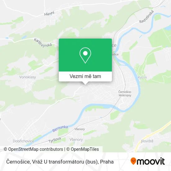 Černošice, Vráž U transformátoru (bus) mapa