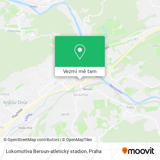 Lokomotiva Beroun-atletický stadion mapa