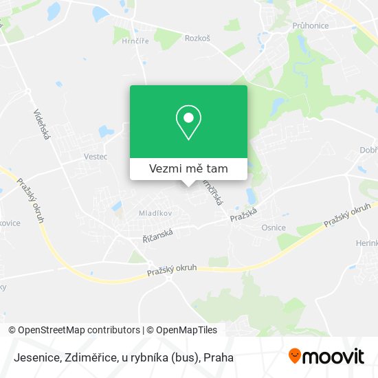 Jesenice, Zdiměřice, u rybníka (bus) mapa