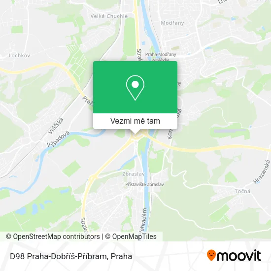 D98 Praha-Dobříš-Příbram mapa
