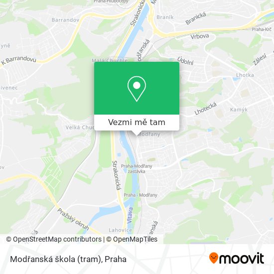 Modřanská škola (tram) mapa