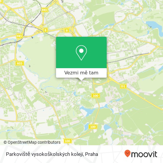 Parkoviště vysokoškolských kolejí mapa