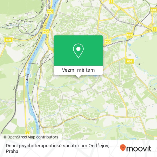 Denní psychoterapeutické sanatorium Ondřejov mapa