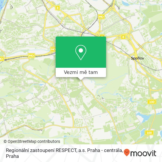 Regionální zastoupení RESPECT, a.s. Praha - centrála mapa