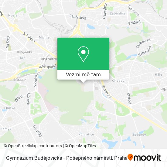 Gymnázium Budějovická - Pošepného náměstí mapa