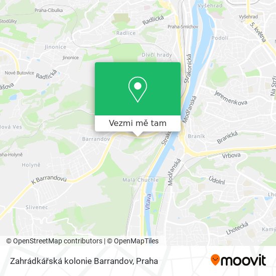 Zahrádkářská kolonie Barrandov mapa