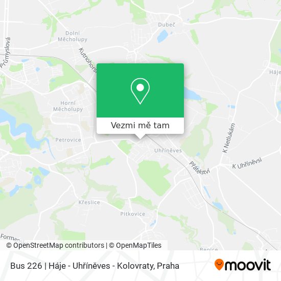 Bus 226 | Háje - Uhříněves - Kolovraty mapa